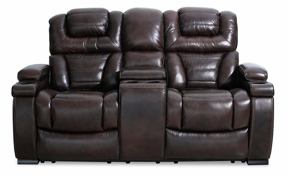 Hugo Genuine Leather Power Reclining Loveseat – Brown Furniture