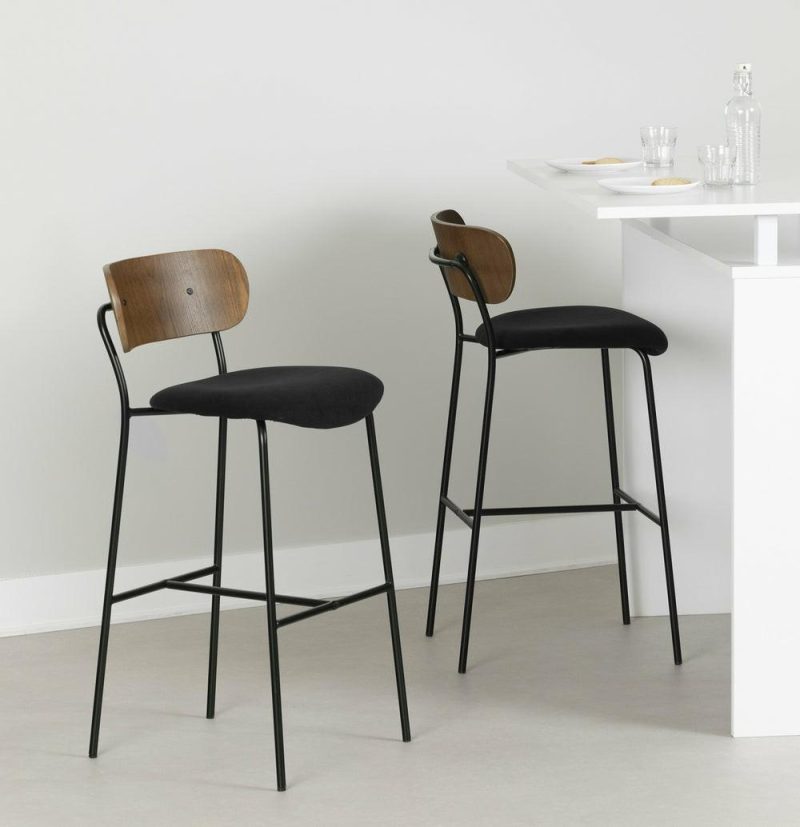 Hype Black Brown Bar Stool – Set Of 2 Bar Stools