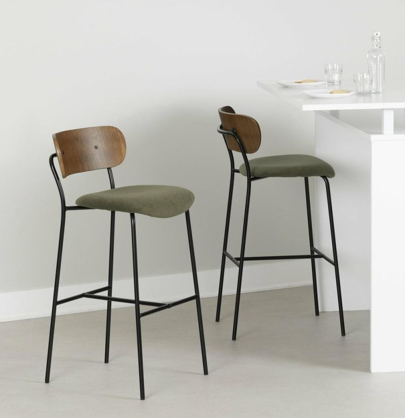 Hype Olive Green Brown Bar Stool – Set Of 2 Bar Stools