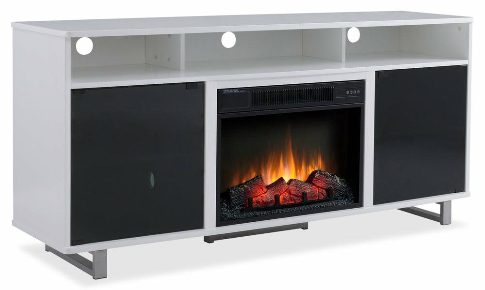 Ignatius 64″ Modern Electric Fireplace Tv Stand With Storage & Cable Management For Tv’s Up To 70″- White Electric Fireplaces