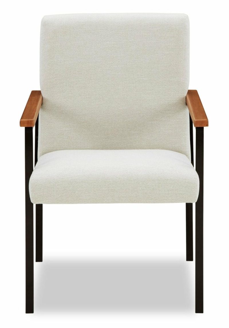 Indie Dining Arm Chair With Polyester Fabric, Metal – Taupe Accent Chairs