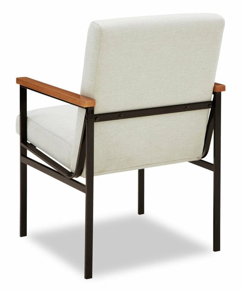 Indie Dining Arm Chair With Polyester Fabric, Metal – Taupe Accent Chairs