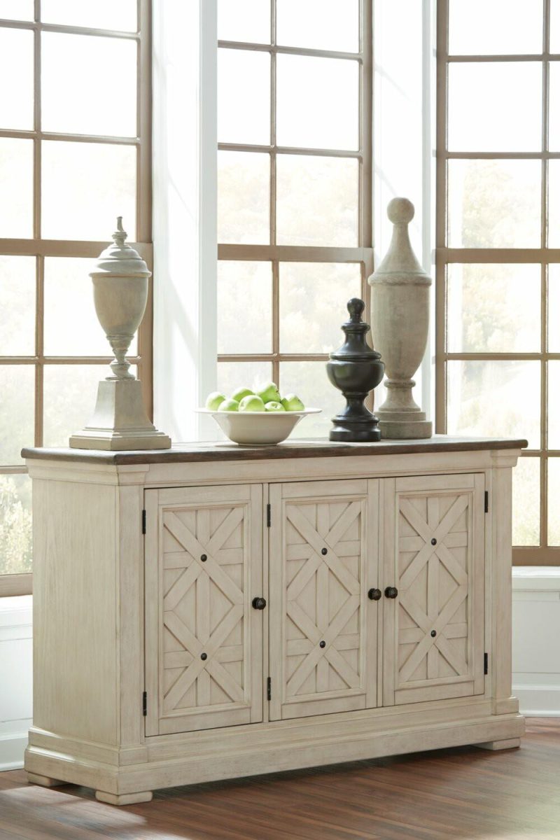 Isla Dining Server With Storage, 57.8″W – Antique White Buffets, Servers And Cabinets