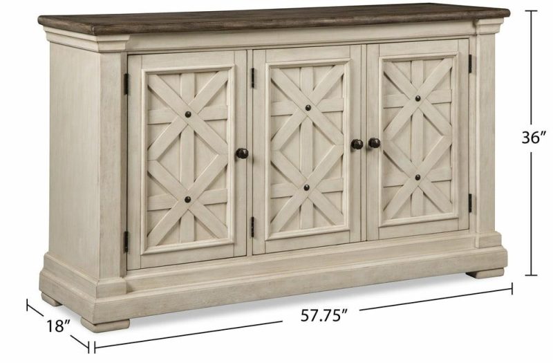 Isla Dining Server With Storage, 57.8″W – Antique White Buffets, Servers And Cabinets