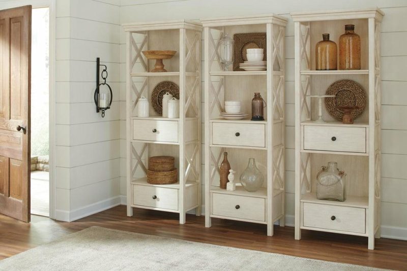 Isla Display Shelft With Storage Drawers, 25.4″W – Antique White Buffets, Servers And Cabinets