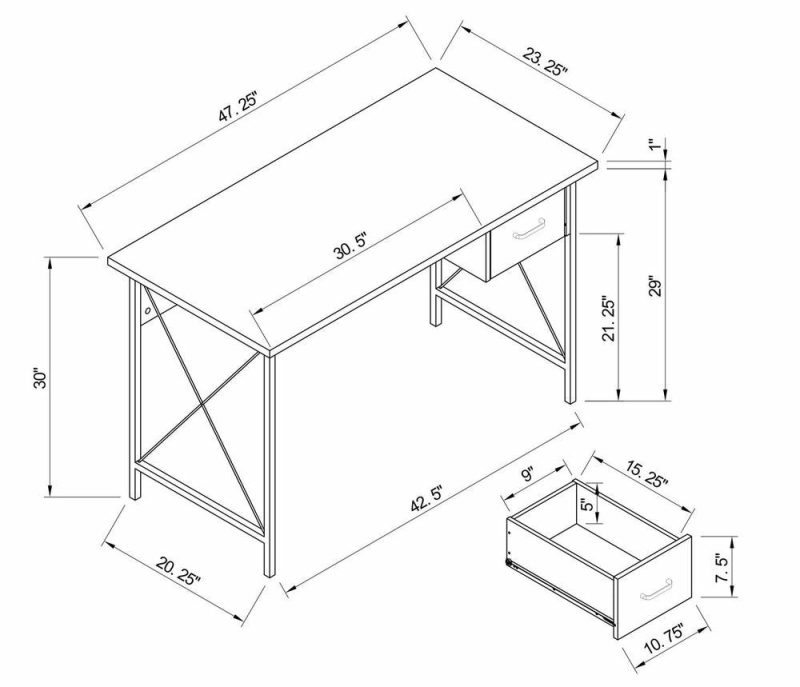 Ivan 47.25″ Desk With Drawer – Hazelnut Desks