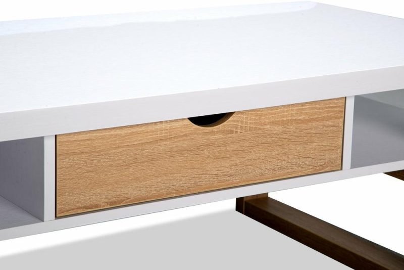 Izaac 47.25″ Modern Coffee Table With Storage And Shelf – White And Brown Coffee Tables