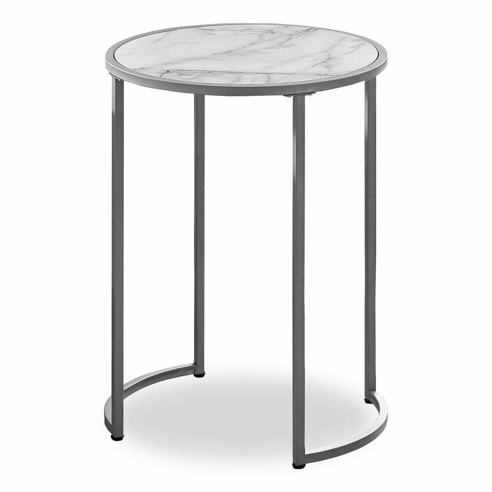 Jacki 18.25″ Chairside Table – White Marble-Look End Tables