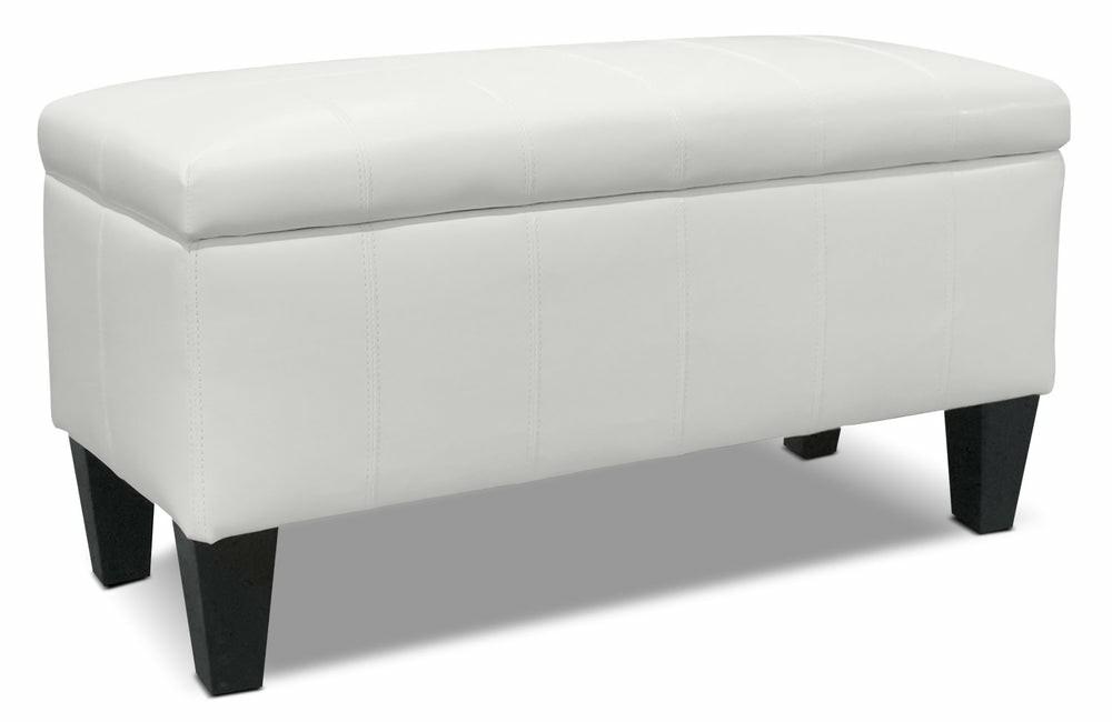 Jackson 40″ Storage Ottoman – White Faux Leather Furniture