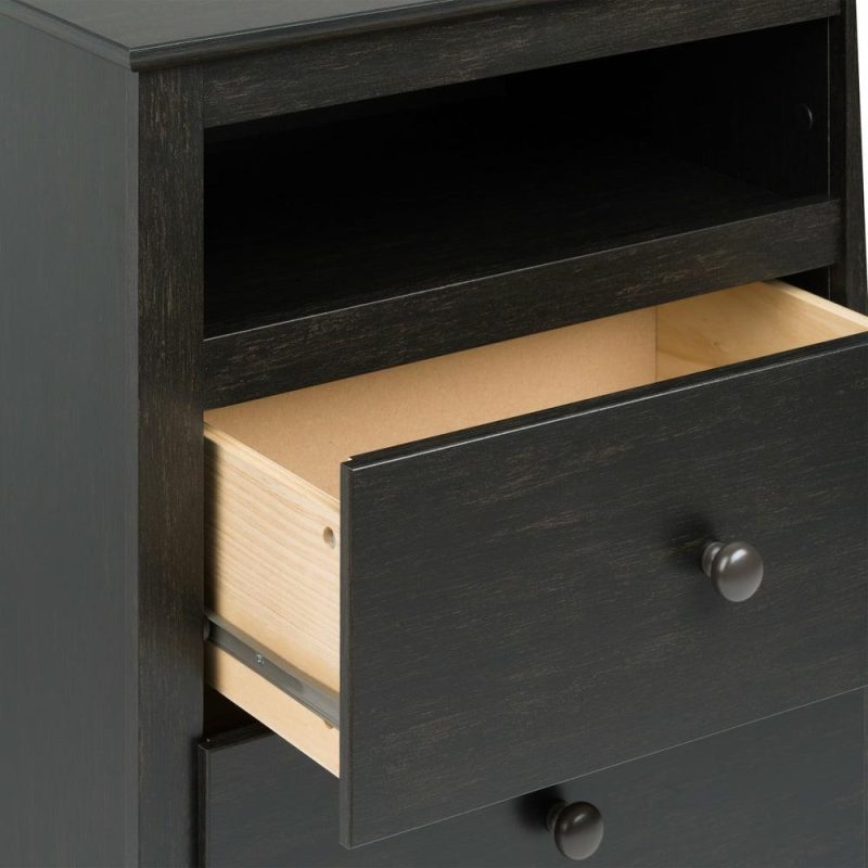 Jade 2-Drawer Nightstand – Washed Black Bedroom