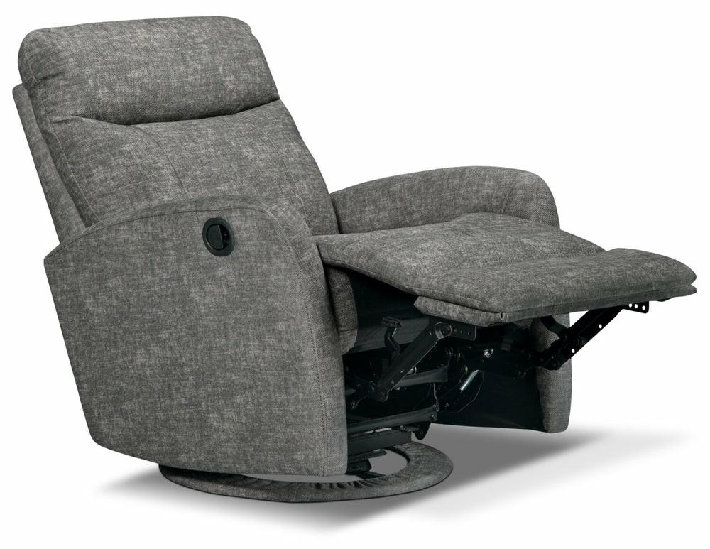 Jeffry 30.3″ Grey Velvet Fabric Swivel Glider Reclining Chair Furniture