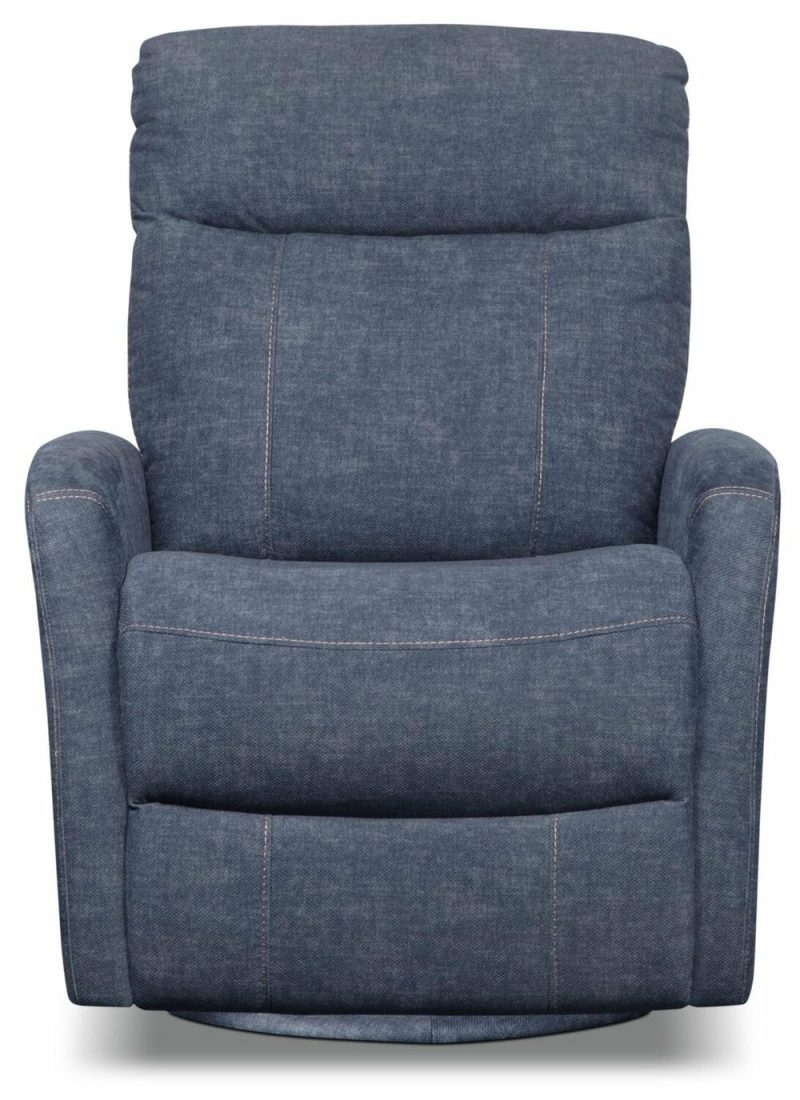 Jeffry 30.3″ Indigo Blue Velvet Fabric Swivel Glider Reclining Chair Furniture