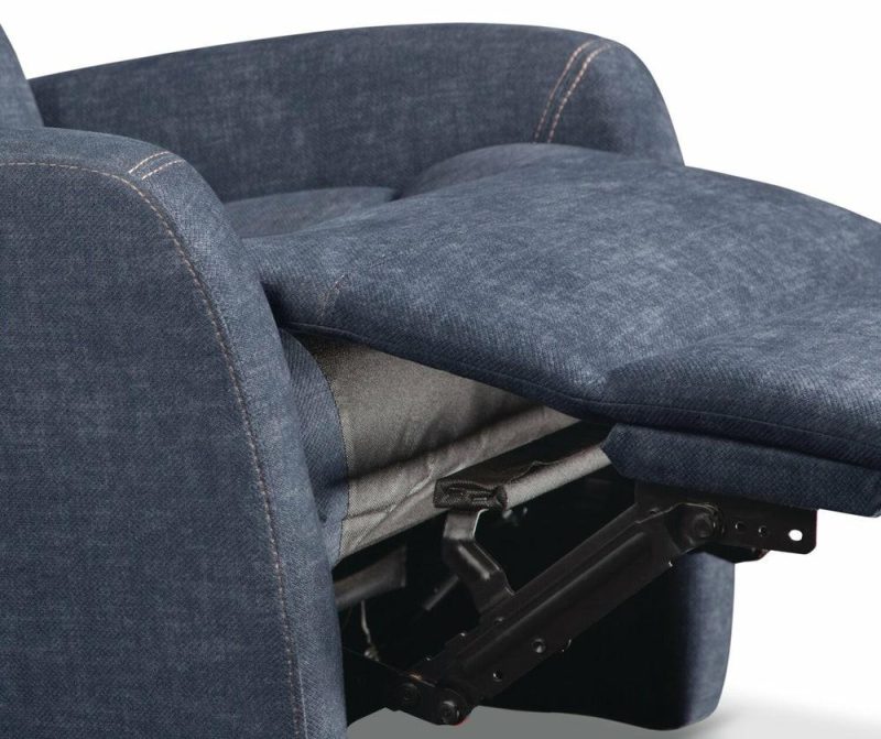 Jeffry 30.3″ Indigo Blue Velvet Fabric Swivel Glider Reclining Chair Furniture