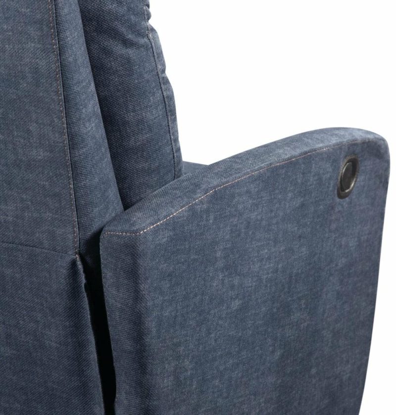 Jeffry 30.3″ Indigo Blue Velvet Fabric Swivel Glider Reclining Chair Furniture