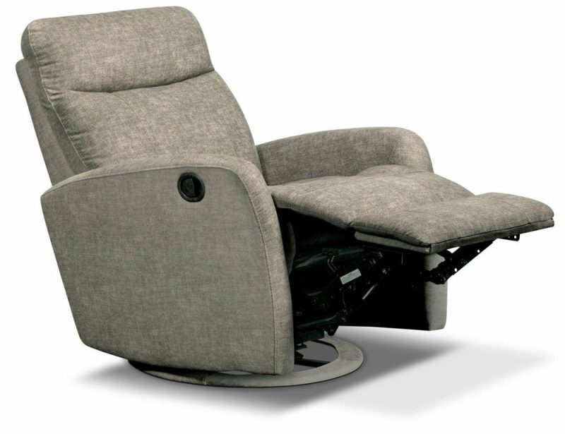 Jeffry 30.3″ Stone Beige Velvet Fabric Swivel Glider Reclining Chair Furniture