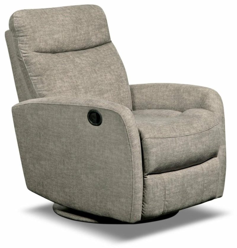 Jeffry 30.3″ Stone Beige Velvet Fabric Swivel Glider Reclining Chair Furniture