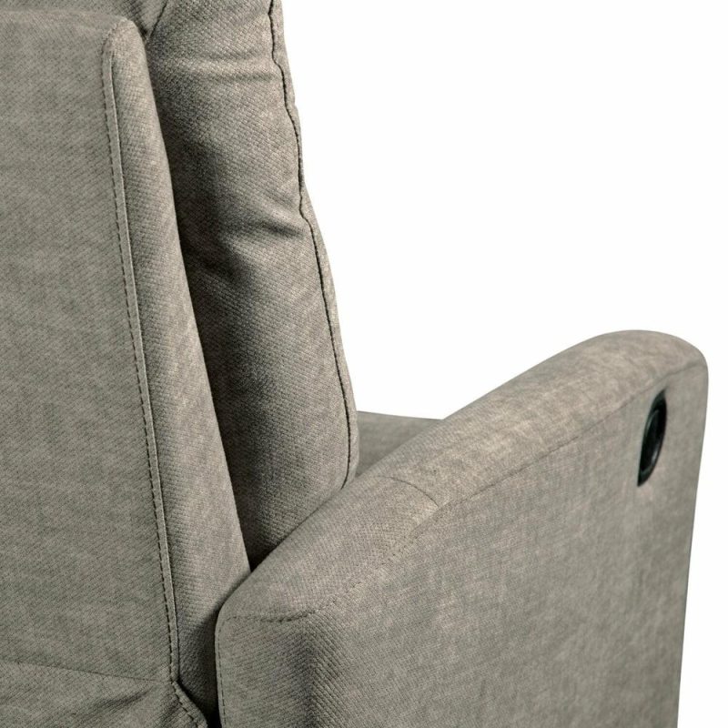 Jeffry 30.3″ Stone Beige Velvet Fabric Swivel Glider Reclining Chair Furniture