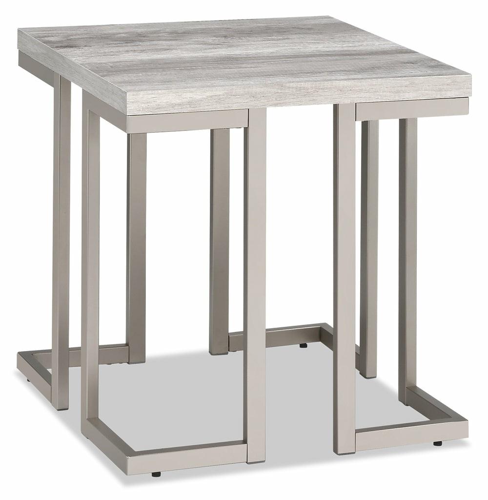 Jesse 22″ Modern End Table – Grey And Pewter With Metal Base End Tables