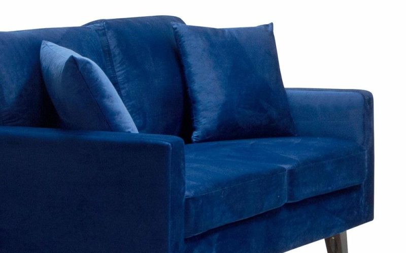 Joelle 69″ Blue Fabric Sofa With Wood Legs Furniture