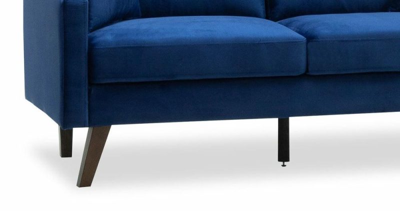 Joelle 69″ Blue Fabric Sofa With Wood Legs Furniture