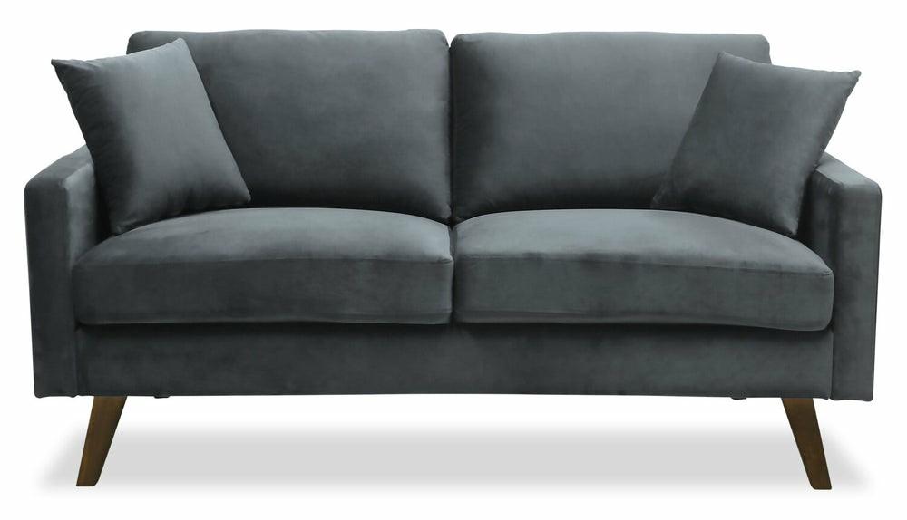 Joelle Velvet Loveseat – Grey Furniture