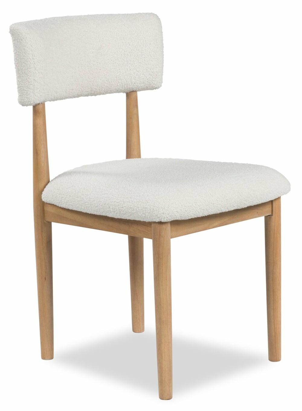 Jolie Dining Chair With Boucle Fabric – White & Oak Brown Dining Chairs