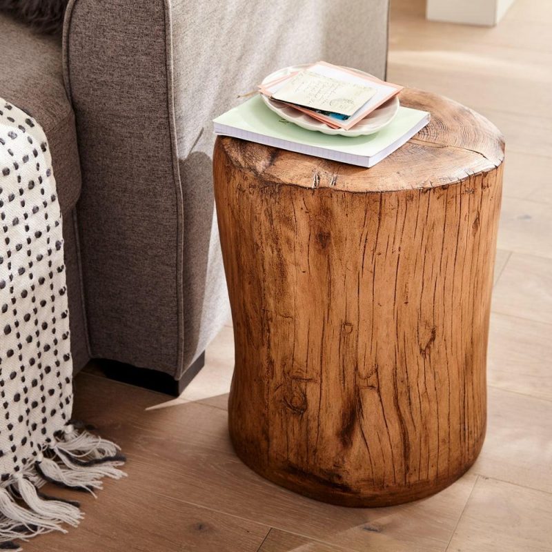 Jordy 15″ Faux Wood  Accent Table – Natural End Tables