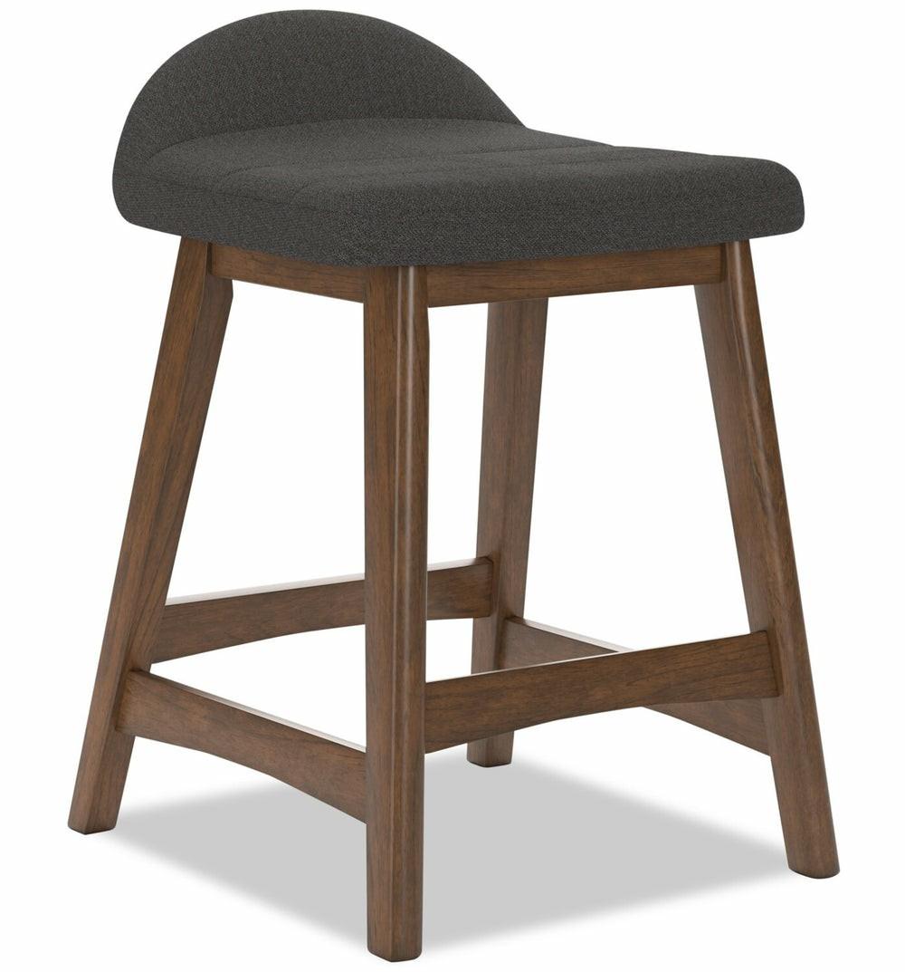 Jovi Counter-Height Stool With Linen-Look Fabric, Wood – Charcoal Bar Stools