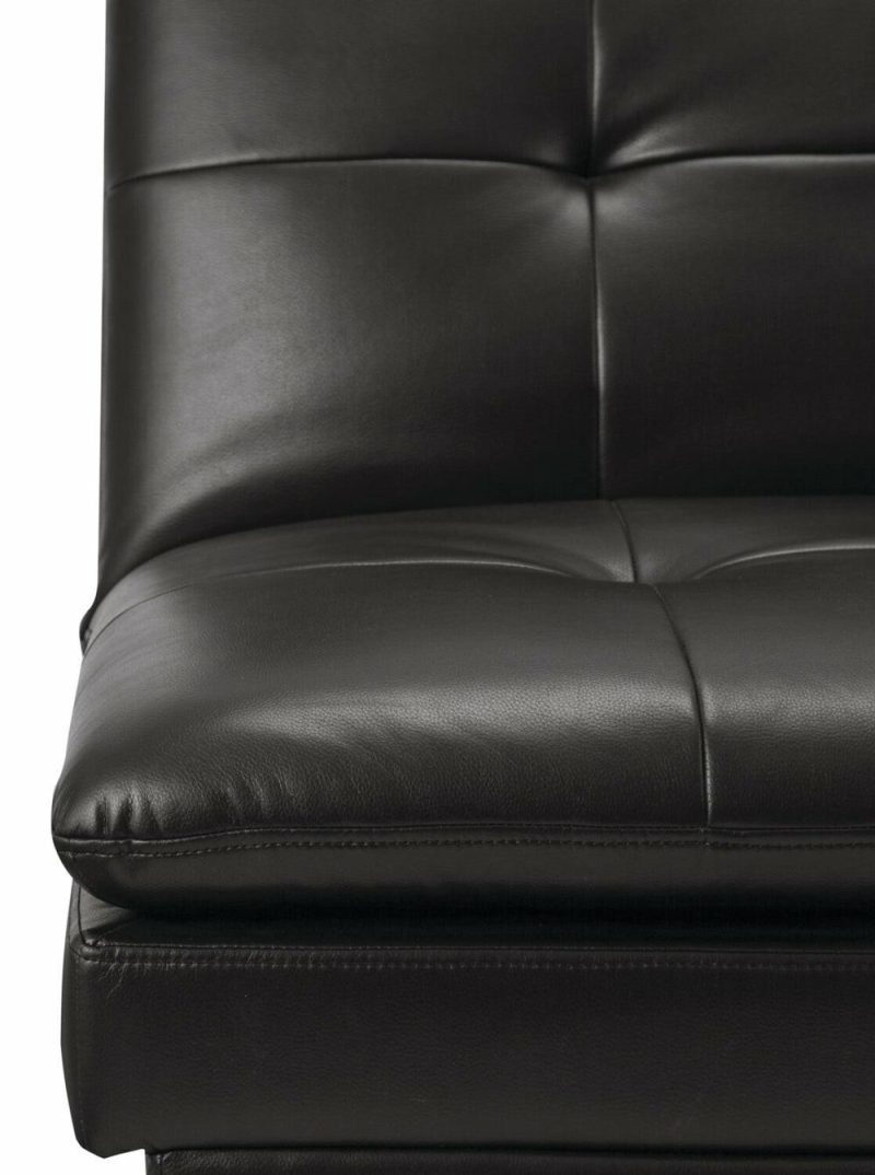 June 73.2″ Black Leather-Look Fabric Klik Klak Futon With Metal Legs And Tufting Furniture