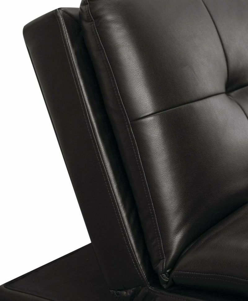 June 73.2″ Black Leather-Look Fabric Klik Klak Futon With Metal Legs And Tufting Furniture