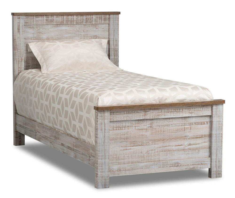 Kaia Panel Bed For Kids, Whitewash – Twin Size Bedroom