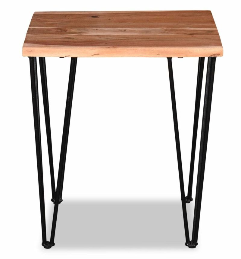 Kaleb 22″ Rustic End Table – Brown And Black With Metal Legs End Tables