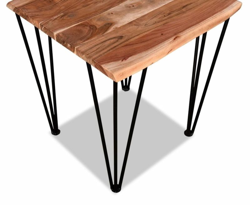 Kaleb 22″ Rustic End Table – Brown And Black With Metal Legs End Tables