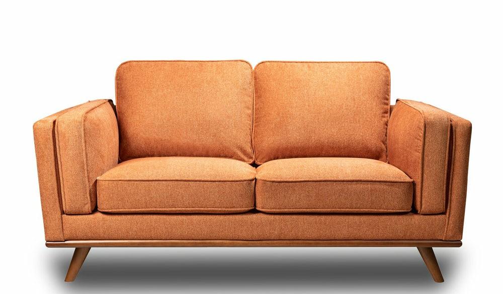 Kassia Linen-Look Loveseat – Orange Furniture