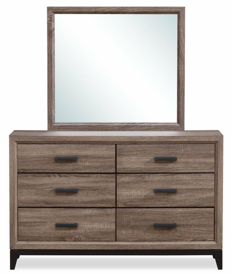 Kate Bedroom 6-Drawer Dresser, 58″W X 37″H – Grey/Brown Bedroom