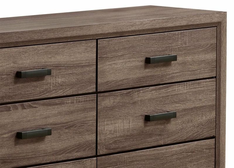 Kate Bedroom 6-Drawer Dresser, 58″W X 37″H – Grey/Brown Bedroom