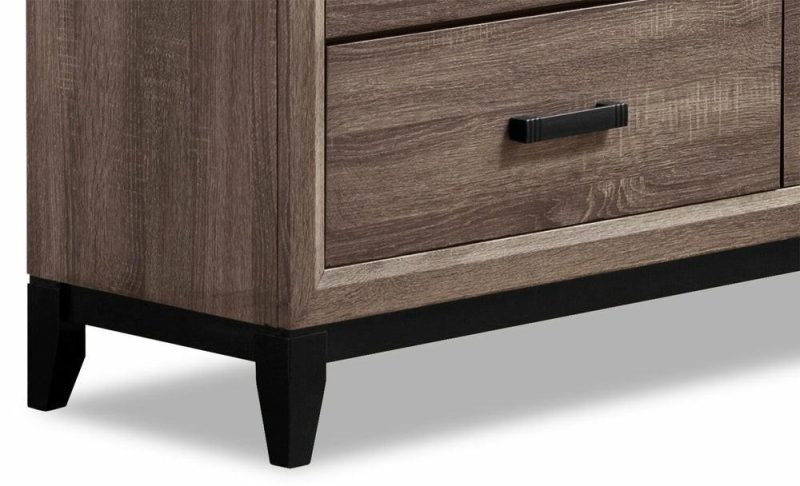 Kate Bedroom 6-Drawer Dresser, 58″W X 37″H – Grey/Brown Bedroom