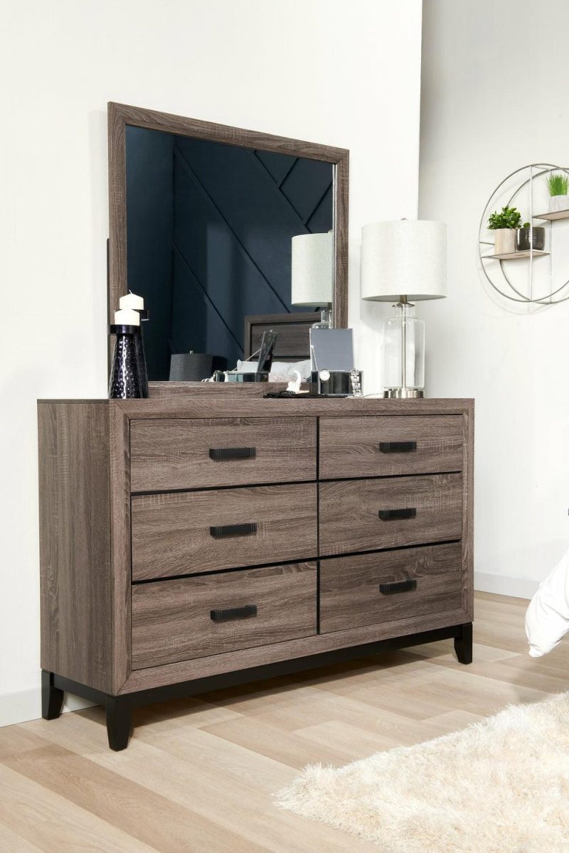 Kate Bedroom 6-Drawer Dresser, 58″W X 37″H – Grey/Brown Bedroom