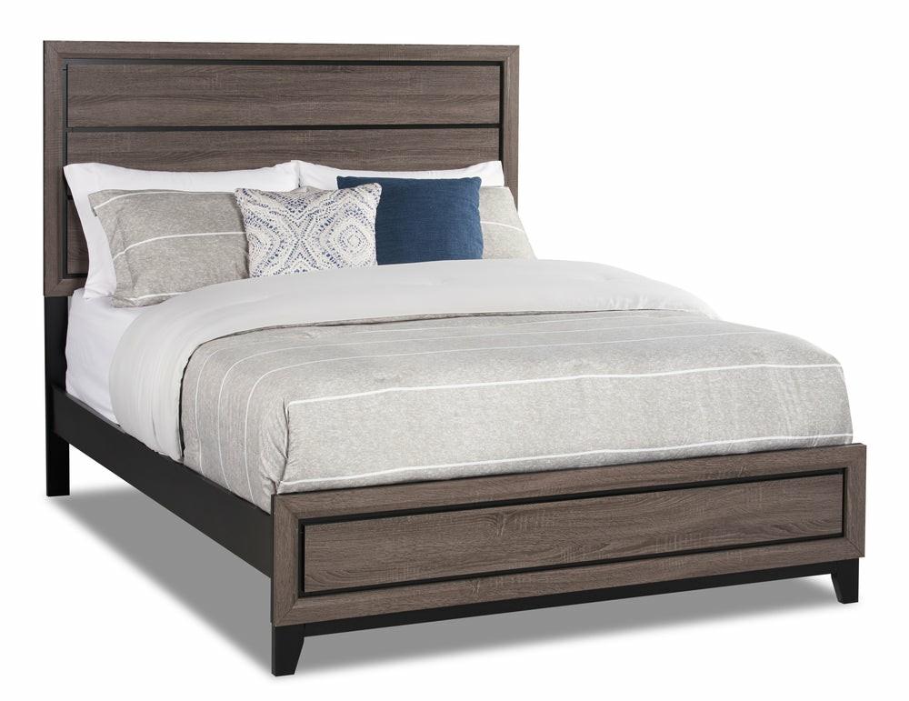 Kate Panel Bed With Headboard & Frame, Grey/Brown – King Size Bedroom