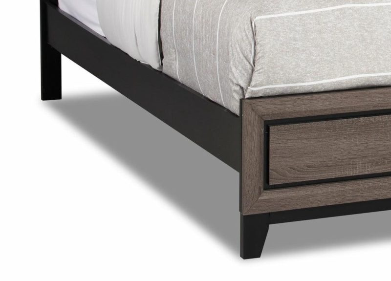 Kate Panel Bed With Headboard & Frame, Grey/Brown – Queen Size Bedroom