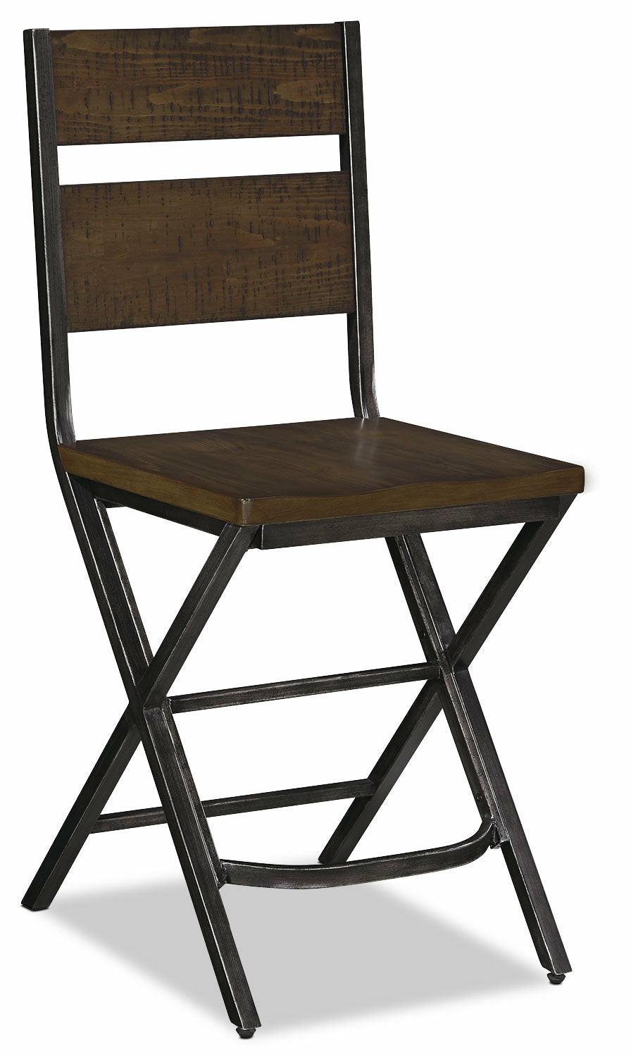 Kavara Counter-Height Stool With Ladder-Back, Metal – Brown Bar Stools