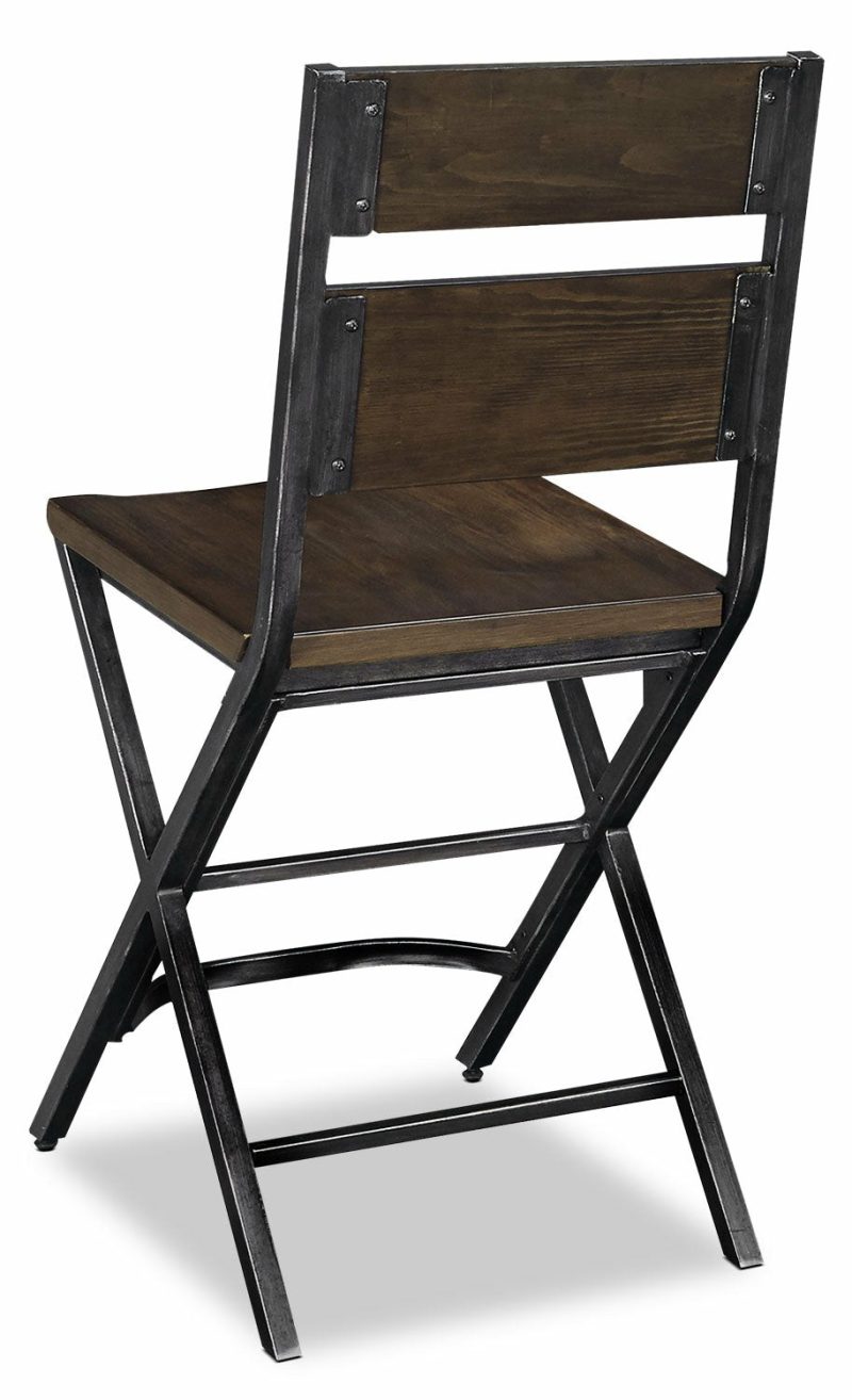 Kavara Counter-Height Stool With Ladder-Back, Metal – Brown Bar Stools