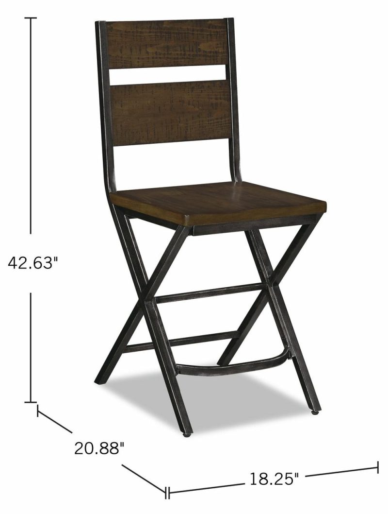 Kavara Counter-Height Stool With Ladder-Back, Metal – Brown Bar Stools