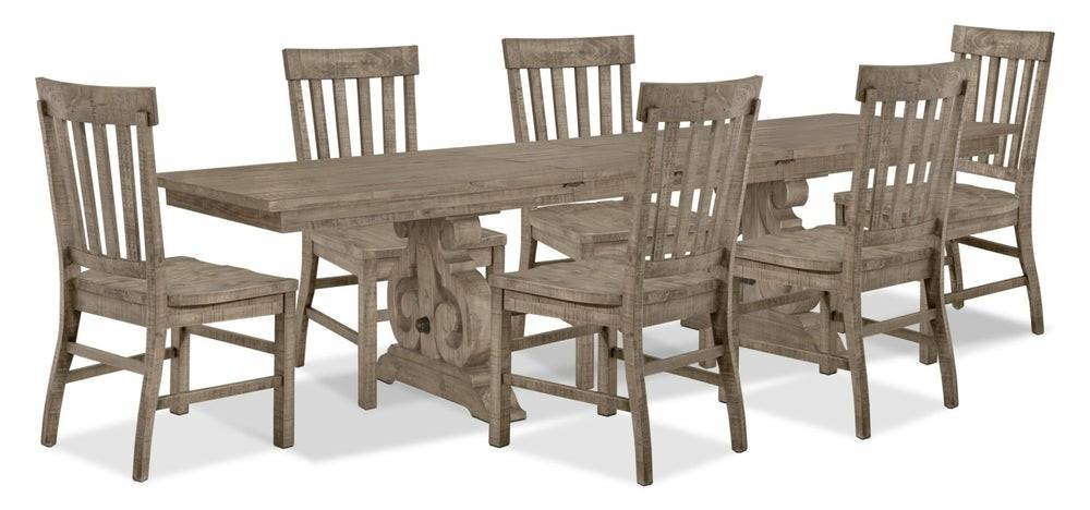 Keswick 7Pc Dining Set With Table & 6 Chairs, 80-112″W Extension, Trestle Base – Dovetail Grey Dining Room