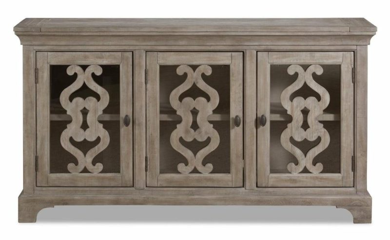 Keswick Dining Server With Storage, 66″W – Dovetail Grey Buffets, Servers And Cabinets