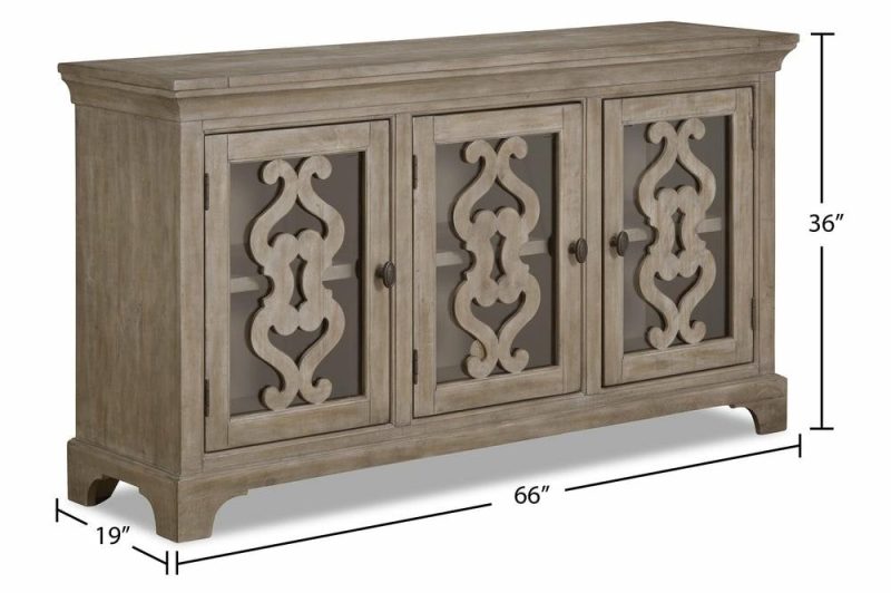 Keswick Dining Server With Storage, 66″W – Dovetail Grey Buffets, Servers And Cabinets