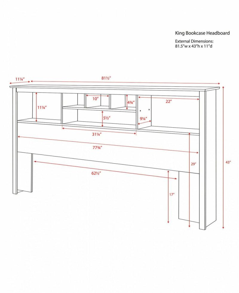 King Bookcase Headboard – Black Bedroom