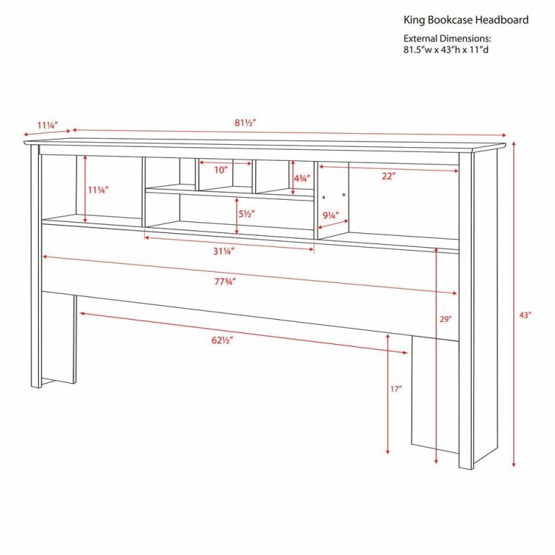 King Bookcase Headboard – Black Bedroom