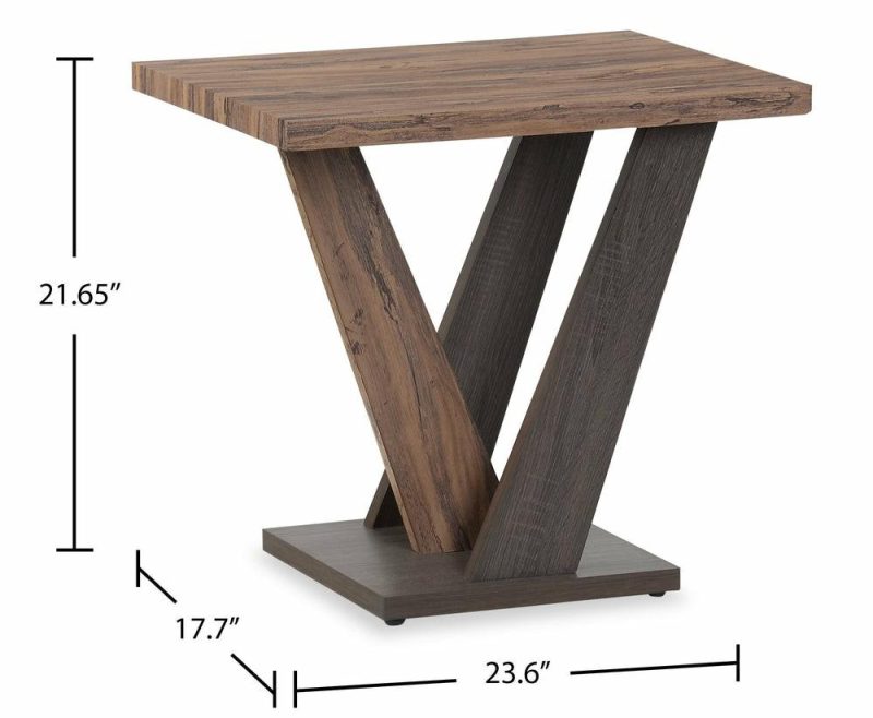 Kinsley 23.6″ Modern End Table – Dark Brown Wood End Tables