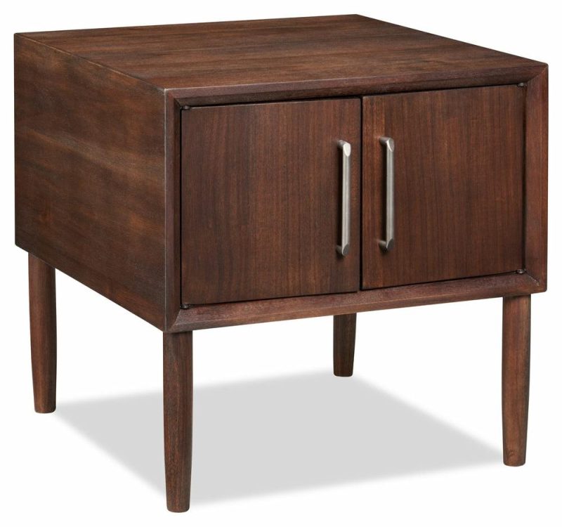 Kisper 22.13″ Retro End Table With Storage – Dark Brown Wood Wood End Tables